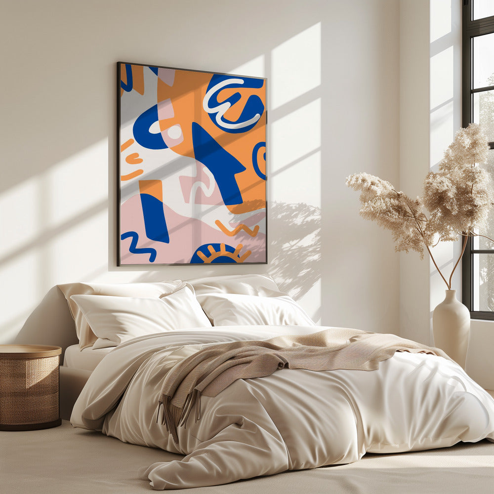 Abstract Shapes In Blue and Orange | Poster