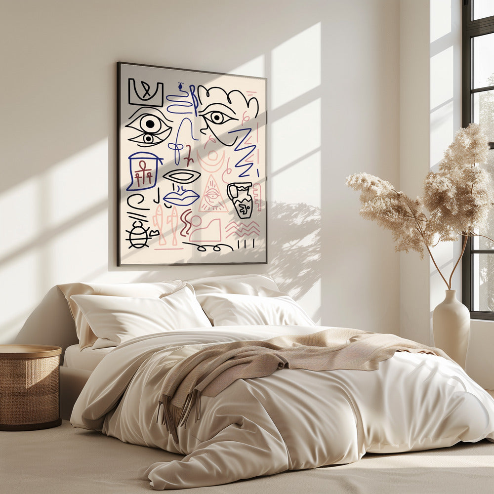 Line Art Cave Drawing | Poster