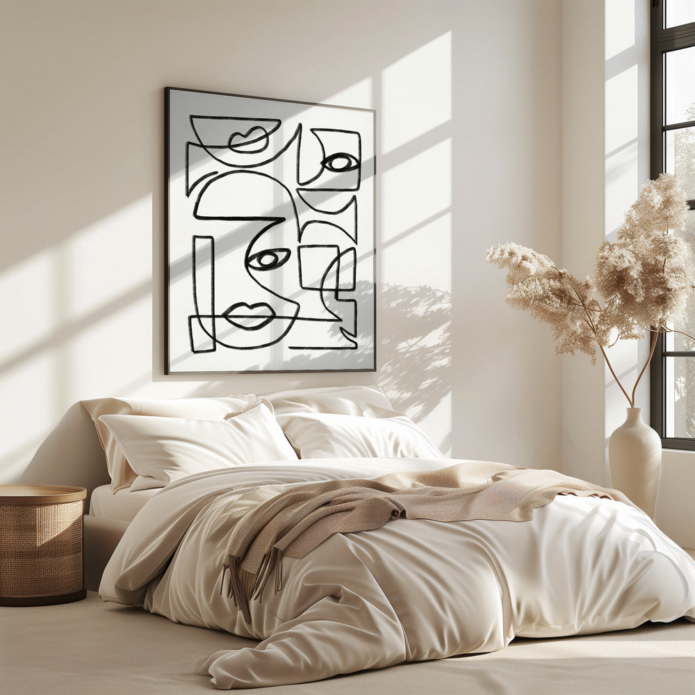 Abstract Line Art Faces | Poster