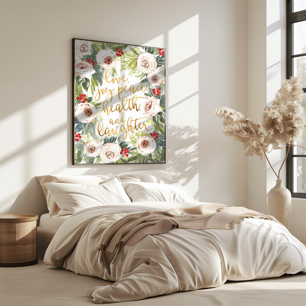 Holiday wishes with roses and berries | Poster