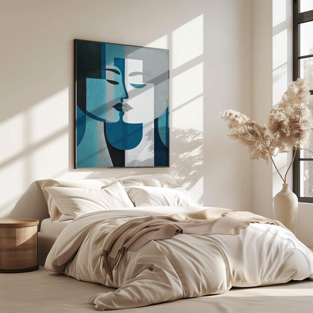 Kiss Me Teal Grey | Poster