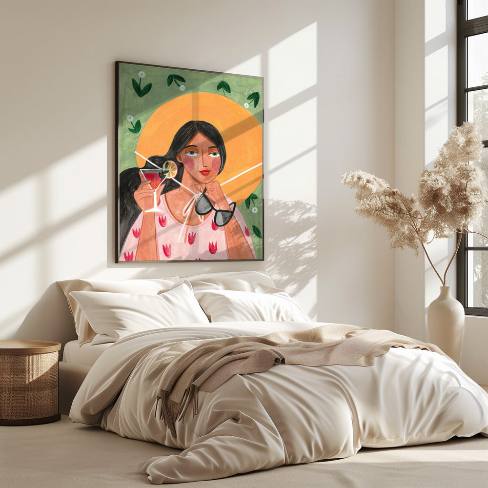 Abstract Modern Bohemian Woman with Cocktail | Poster