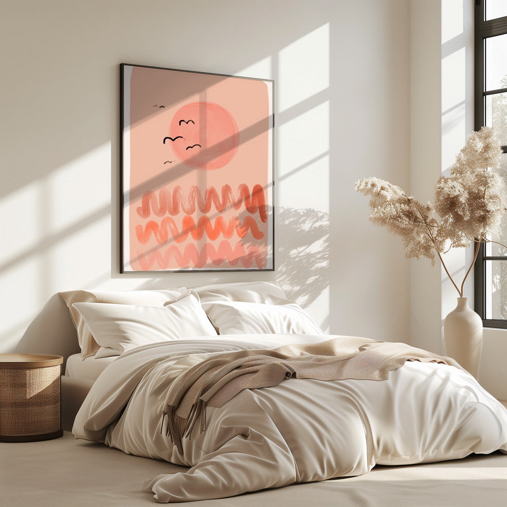 Peachy Sky Waves | Poster
