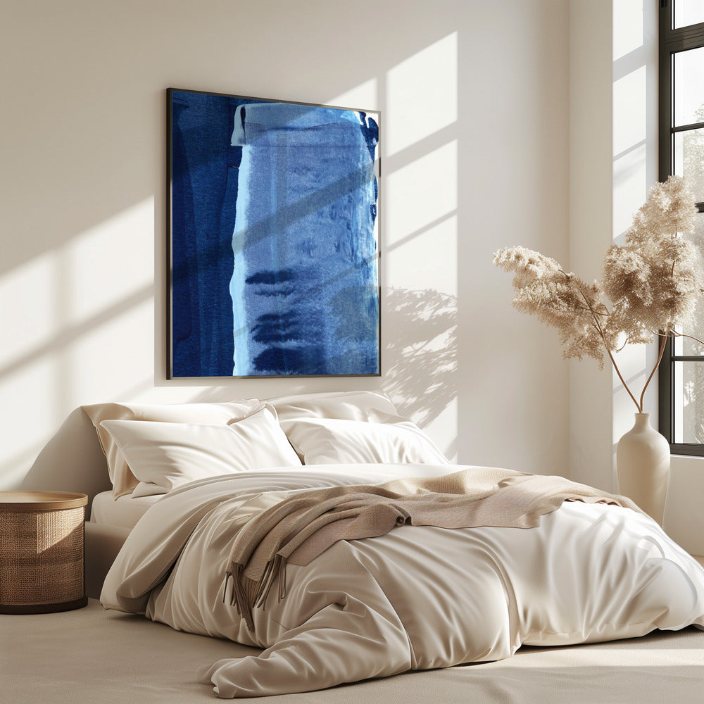Blue Texture Flowing Vertical Lines | Poster