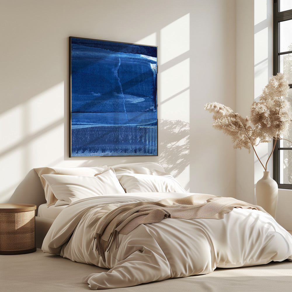 Blue Texture Flowing Vertical Lines | Poster