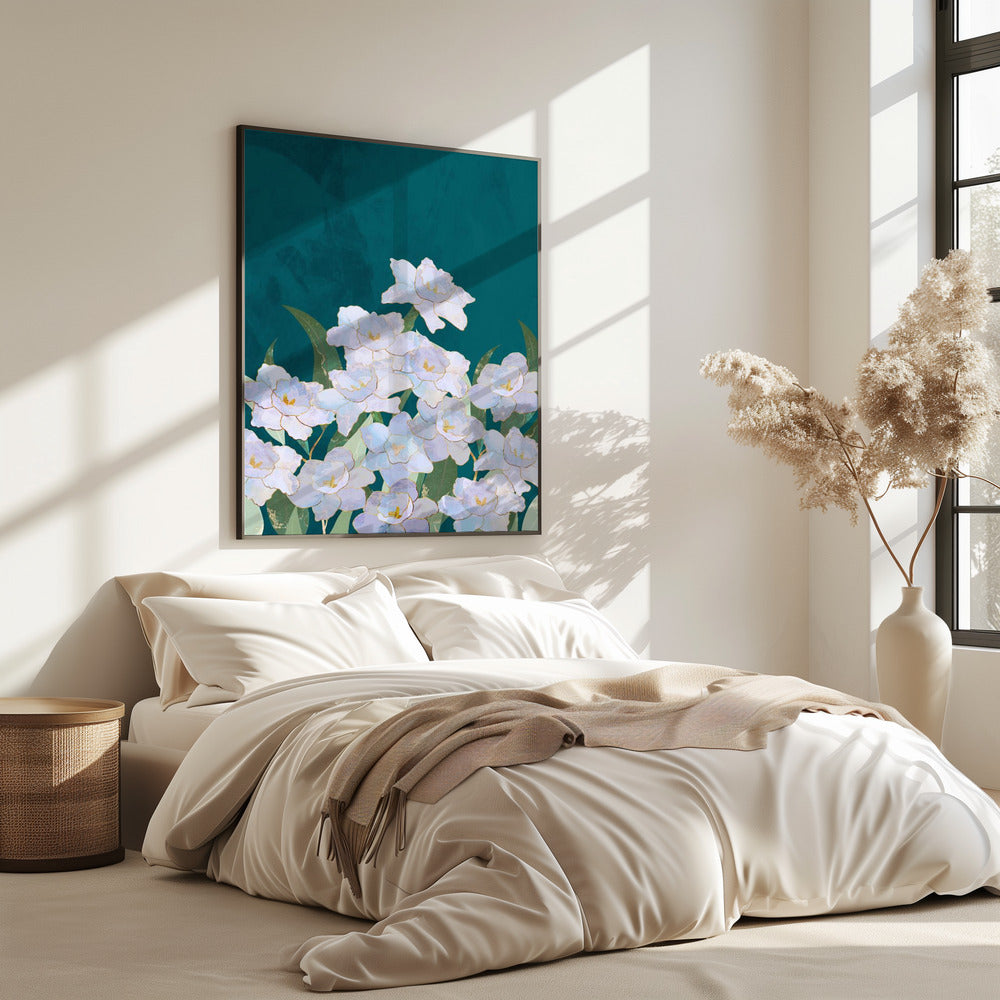 Narcissuss Flowers Turquouise | Poster