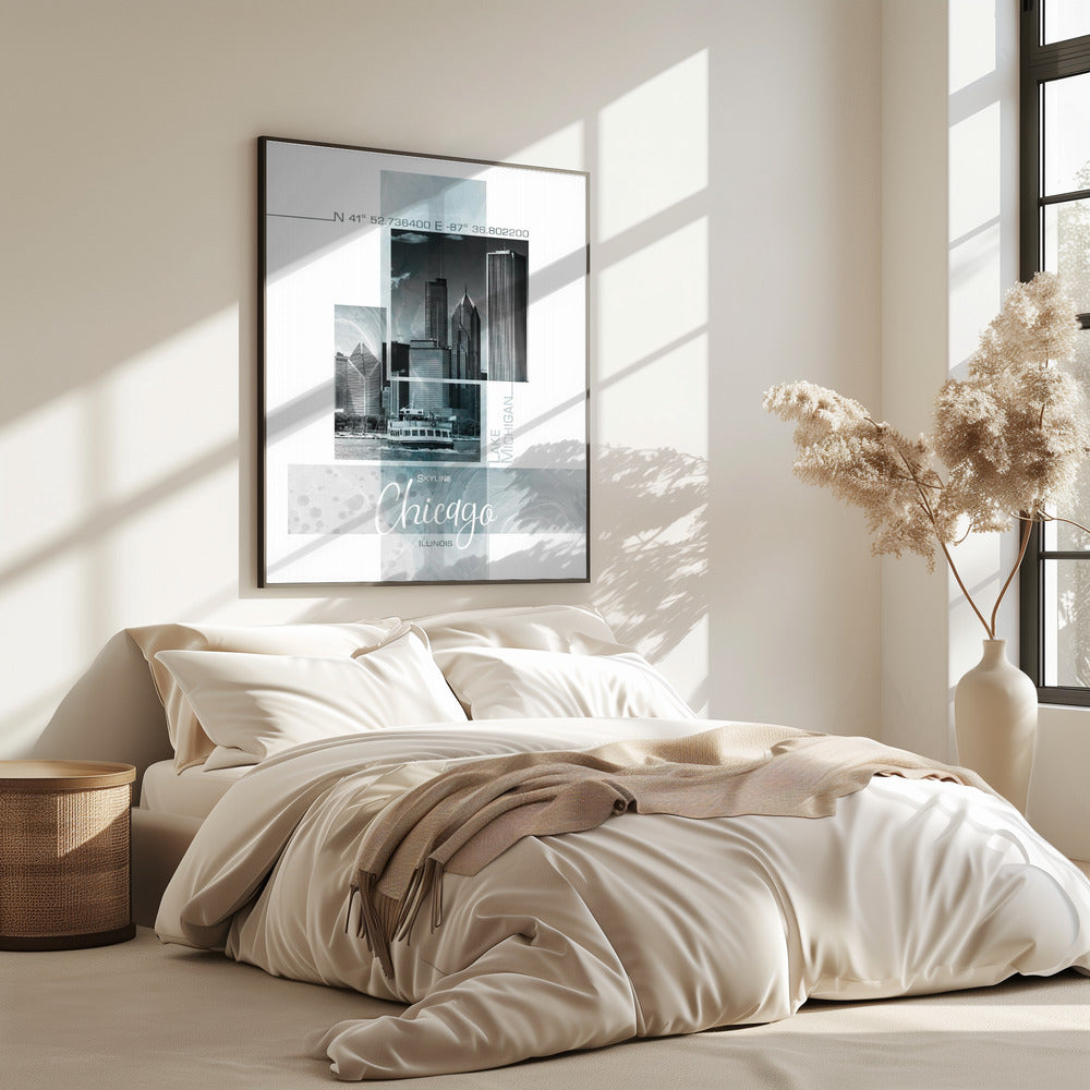 Poster Art CHICAGO Skyline | turquoise marble | Poster