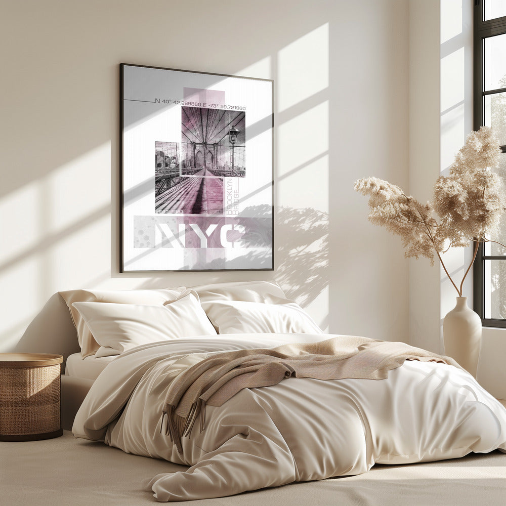 Poster Art NYC Brooklyn Bridge | pink marble | Poster