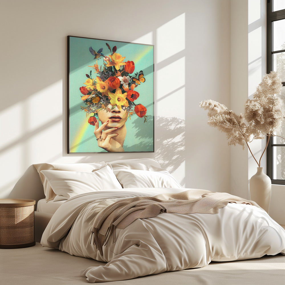 Baby&#039;s in bloom - Rainbow, flowers, birds &amp; butterflies | Poster