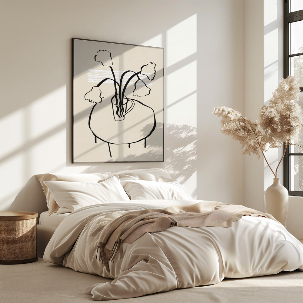 Flower decor on a round table | Poster