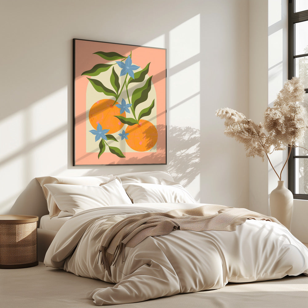 Orange Branch with Flowers | Poster