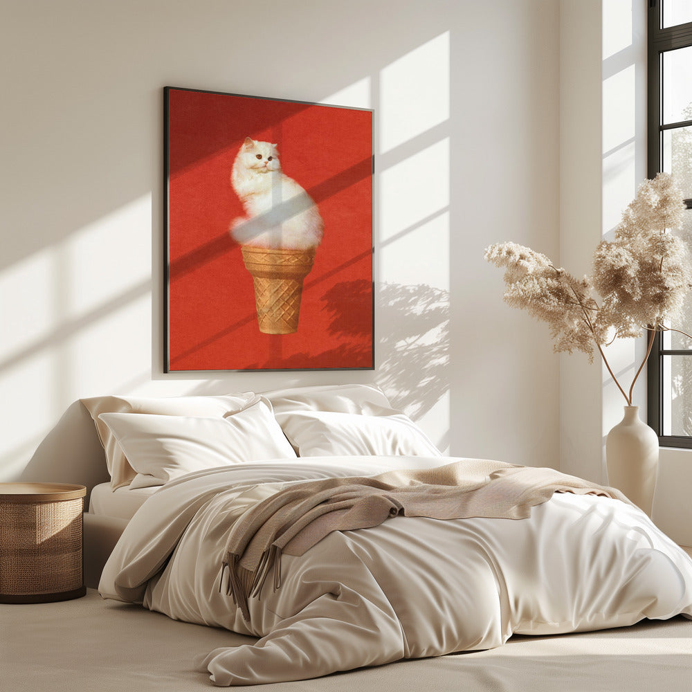 Cat Ice Cream Red | Poster