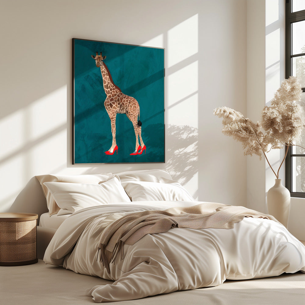 Giraffe turquouise heels | Poster
