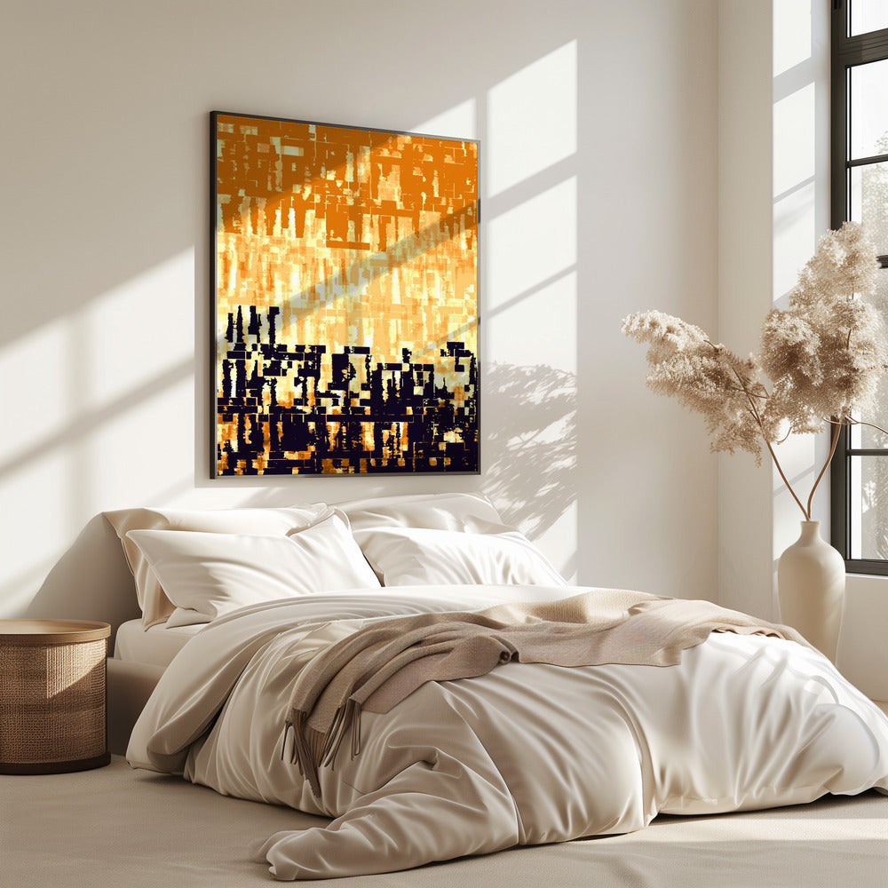 Orange and Black Color Palette with Pixelated Textures | Poster