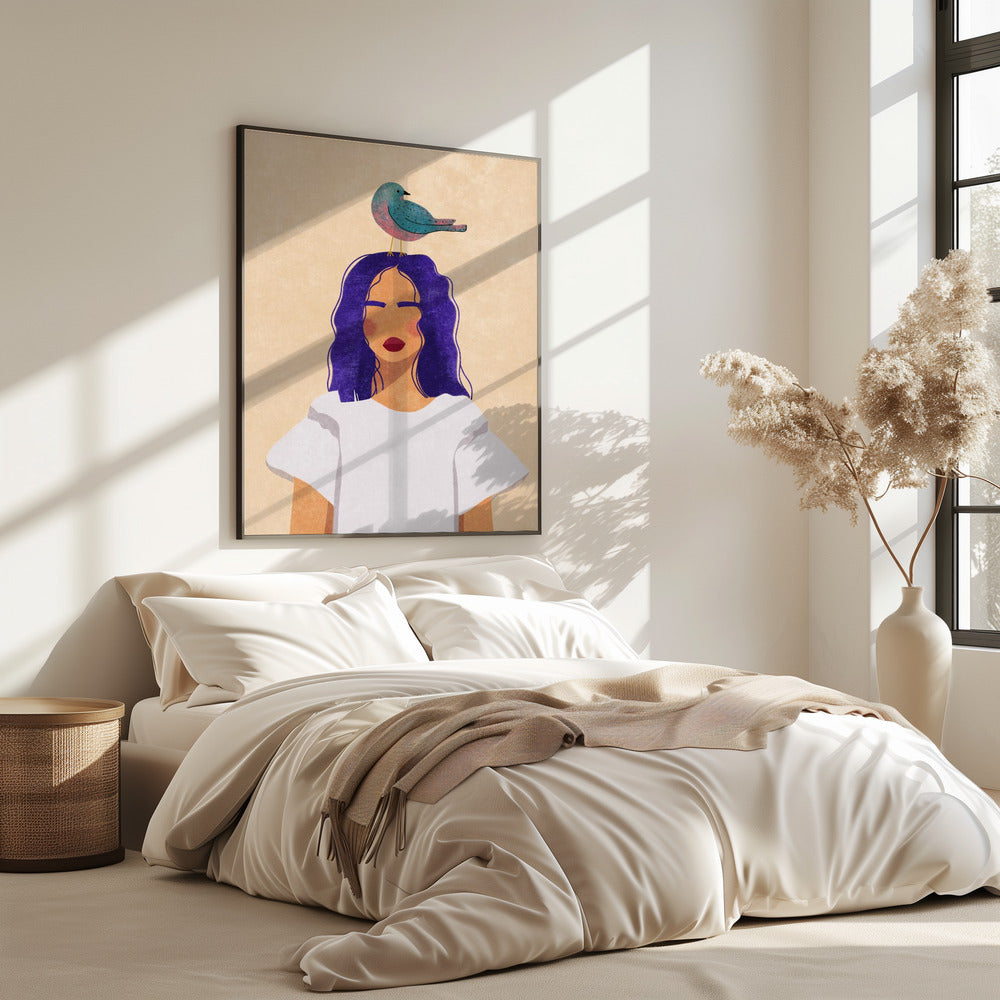 Girl with bird | Poster
