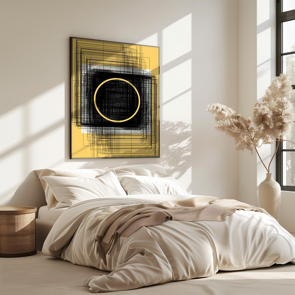 Yellow Circle and Black Lines | Poster