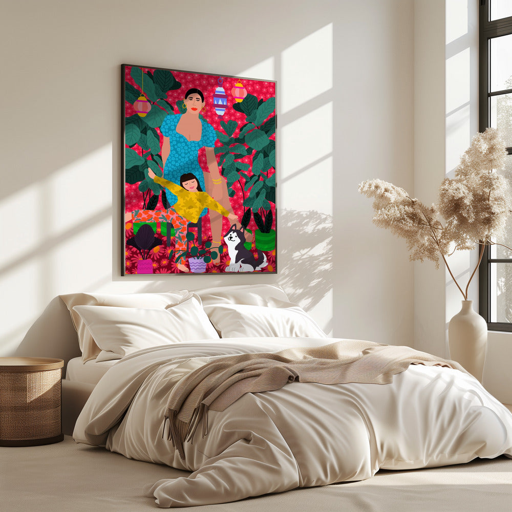 Woman and Child the Garden | Poster