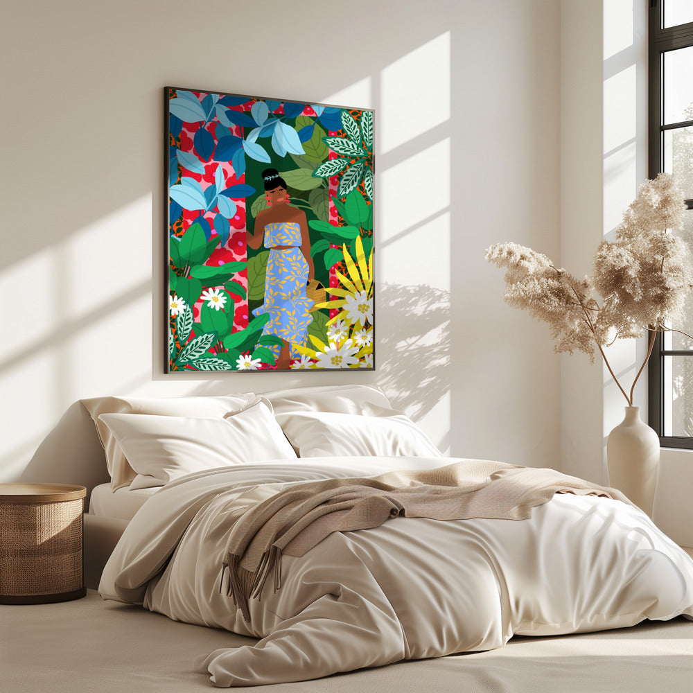 Woman In A Dress With Flowers | Poster