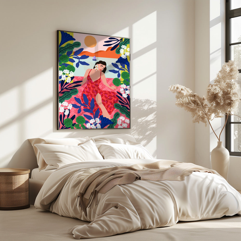 Floral Sunset Girl | Poster
