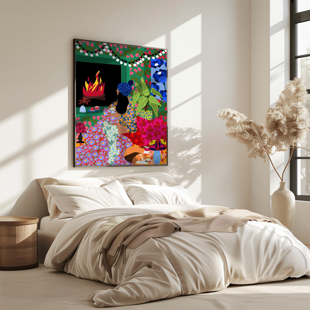 Relaxing In Front of My Fireplace | Poster