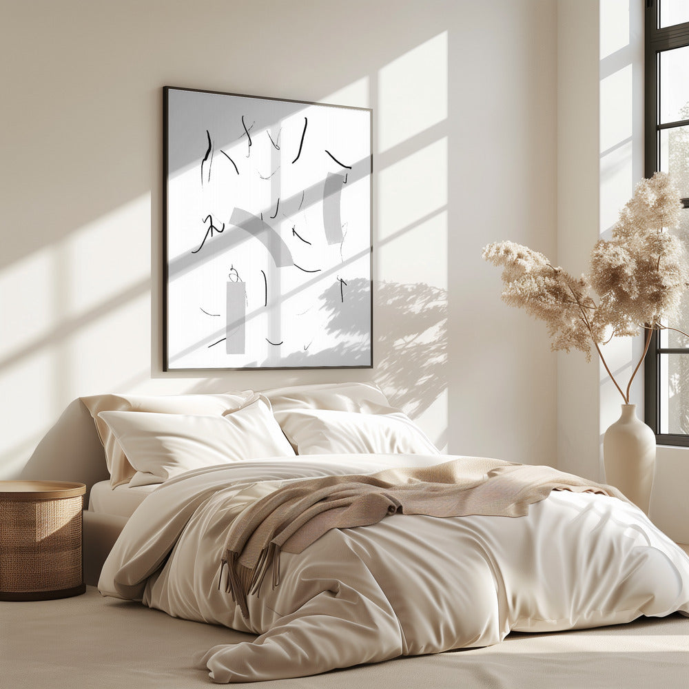 Fluid Black Lines And Soft Grey Shapes | Poster