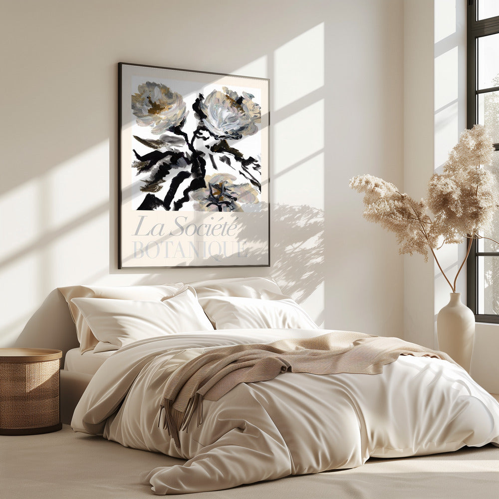 La Société Botanique Black, White and Cream Flowers | Poster