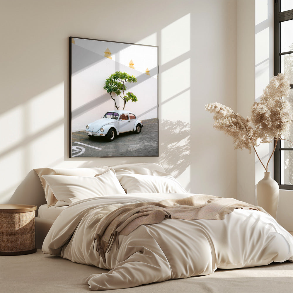 Pastel Volskwagen Beetle in the streets of Oaxaca Mexico | Poster