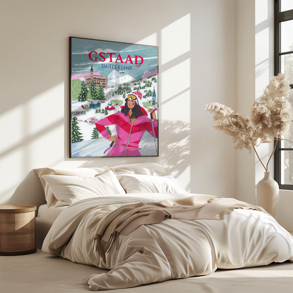 Travel Poster Woman in Gstaad, Switzerland | Poster