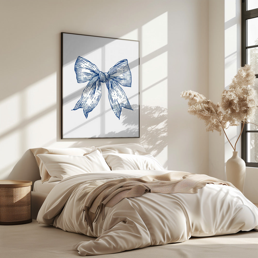 Dark Blue Coastal Striped Bow | Poster