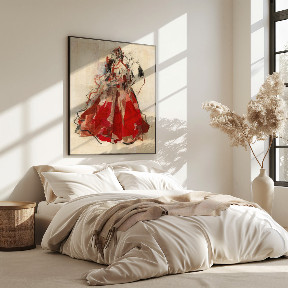 Woman in a Vibrant Red Dress | Poster