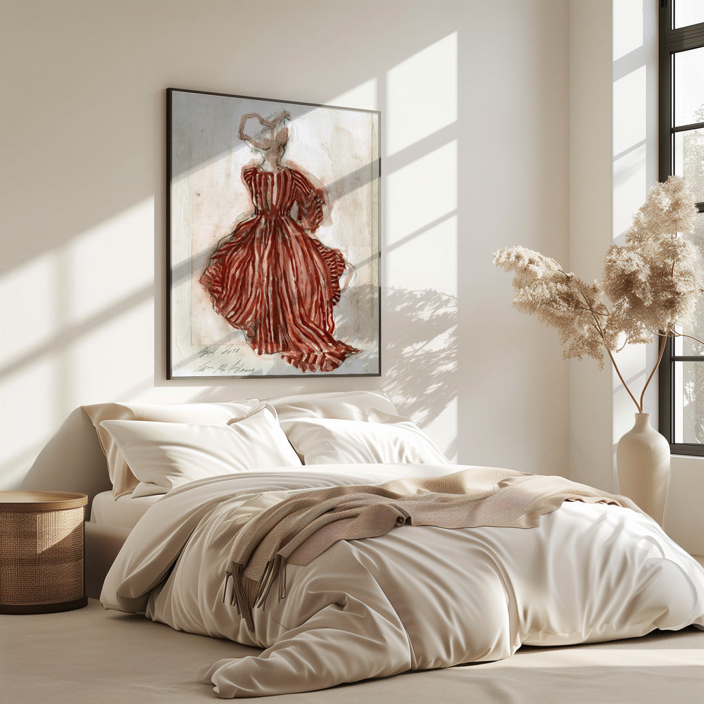 Woman In A Red Striped Dress | Poster