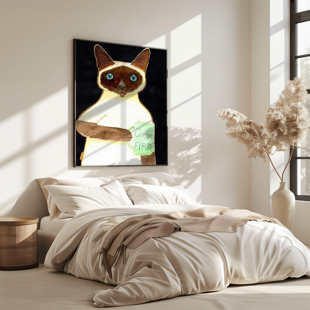 coffee cat 2 Siamese | Poster