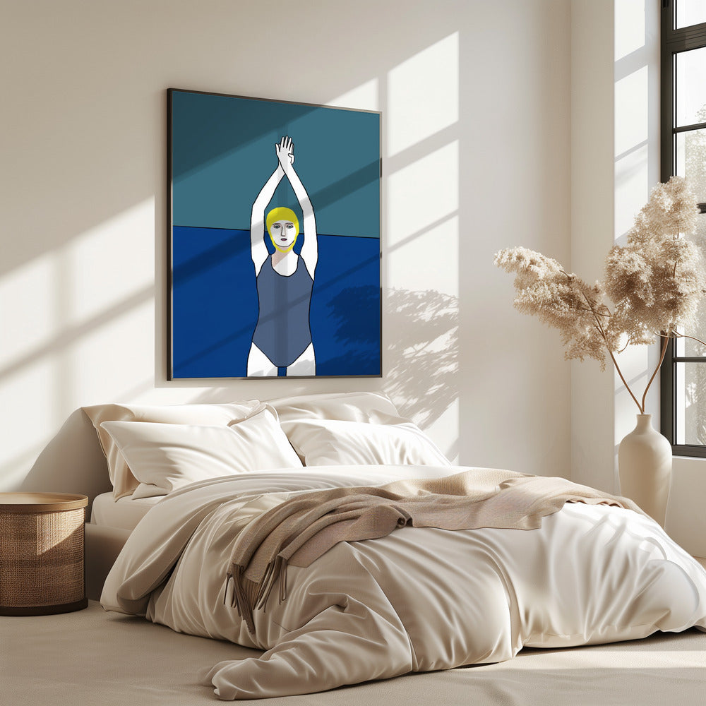 Swimmer with Yellow Cap | Poster