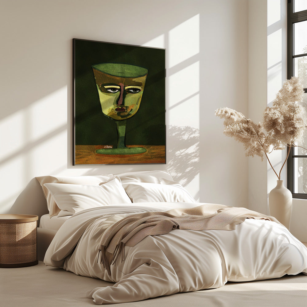 Wine Glass Lady green | Poster