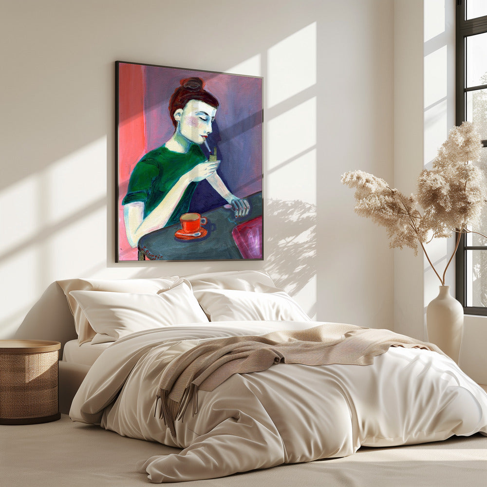 Lady lighting cigarette | Poster