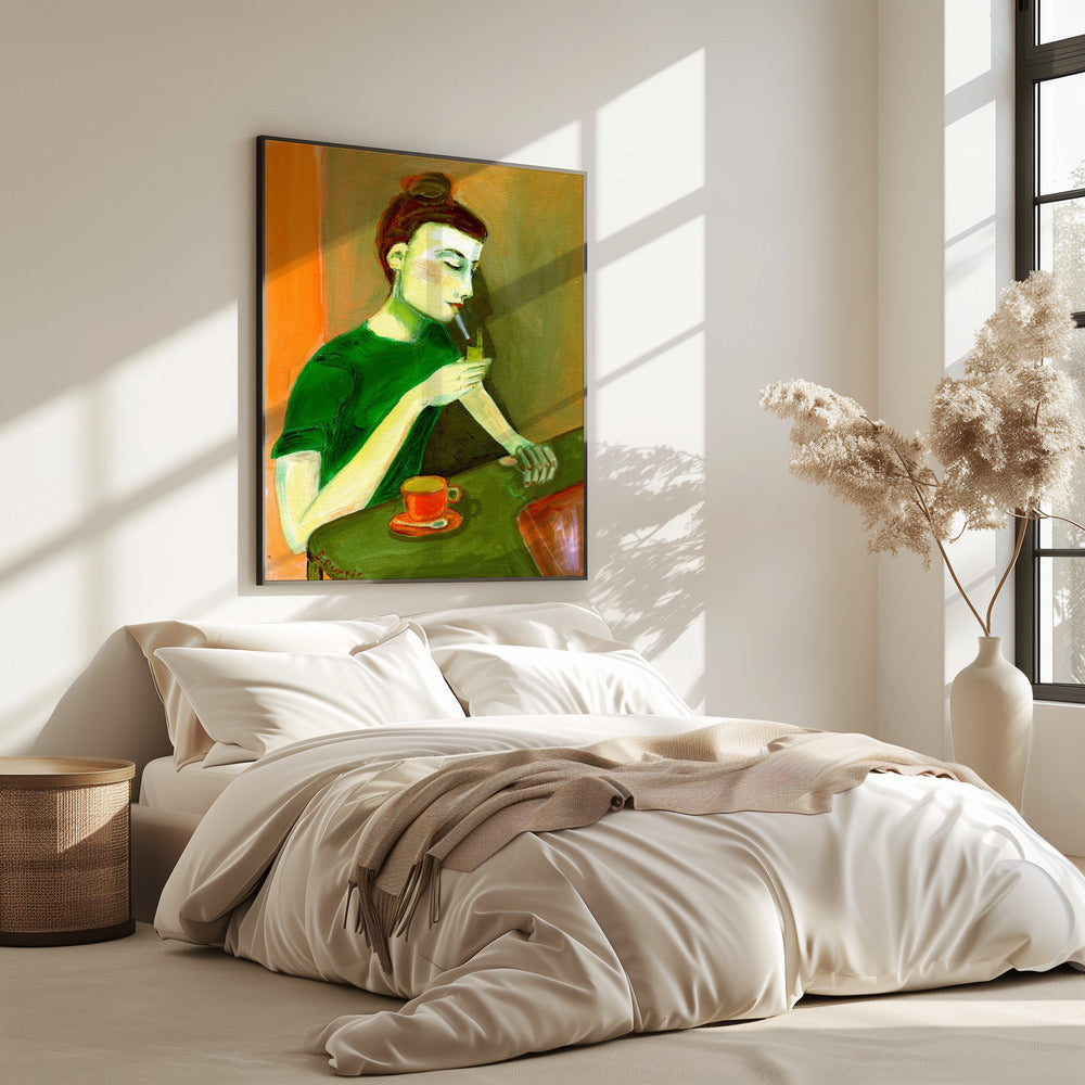 Lady lighting cigarette | Poster