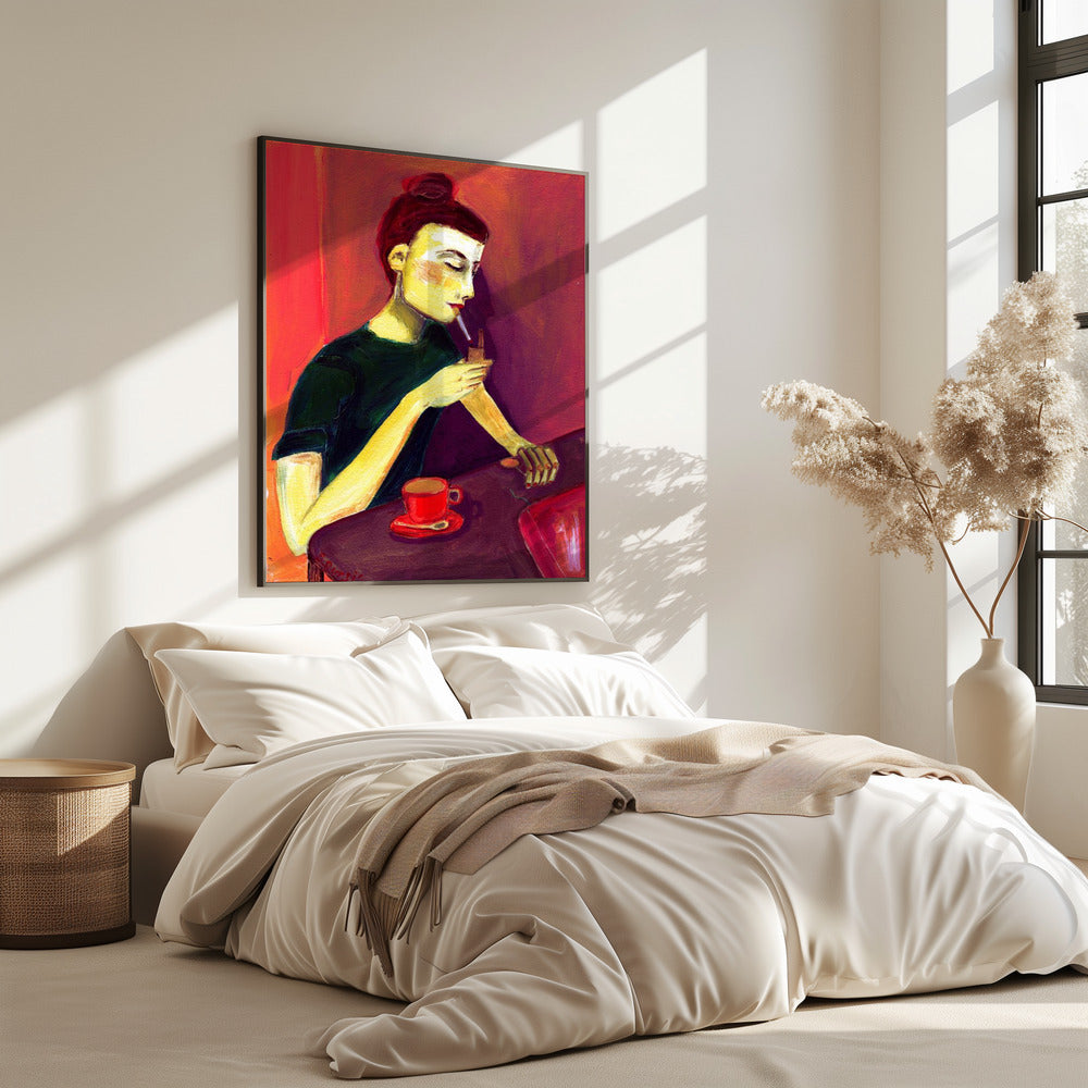 Lady lighting cigarette | Poster