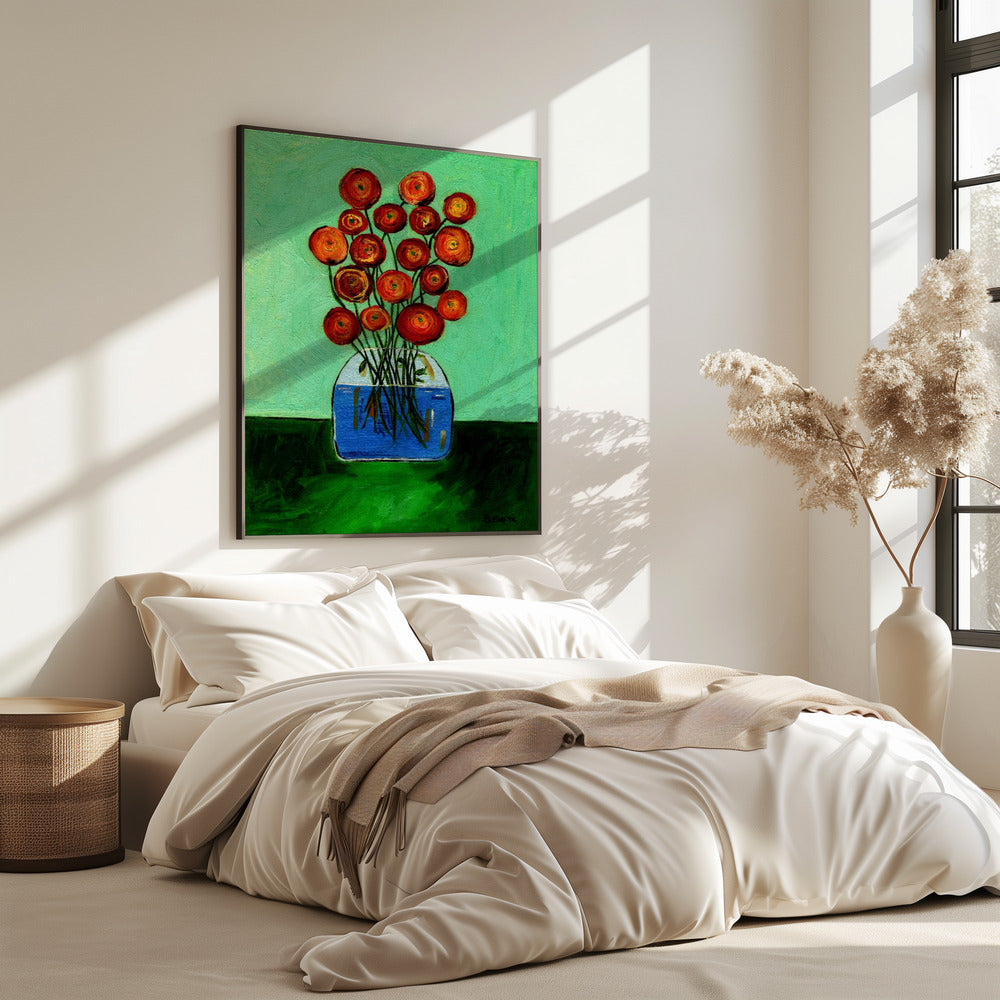 Poppies in Vase Green Version | Poster