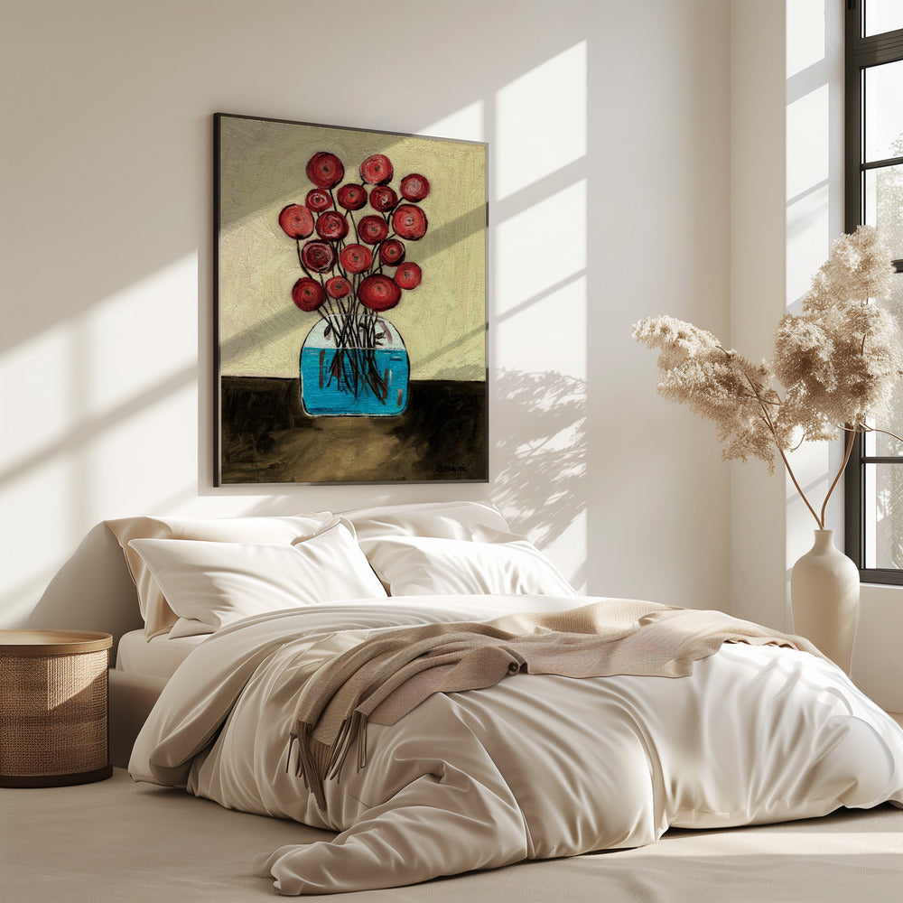 Poppies in Vase Tan | Poster