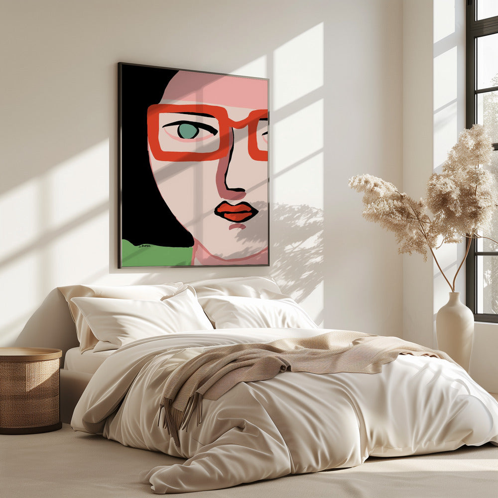Lady with red glasses | Poster