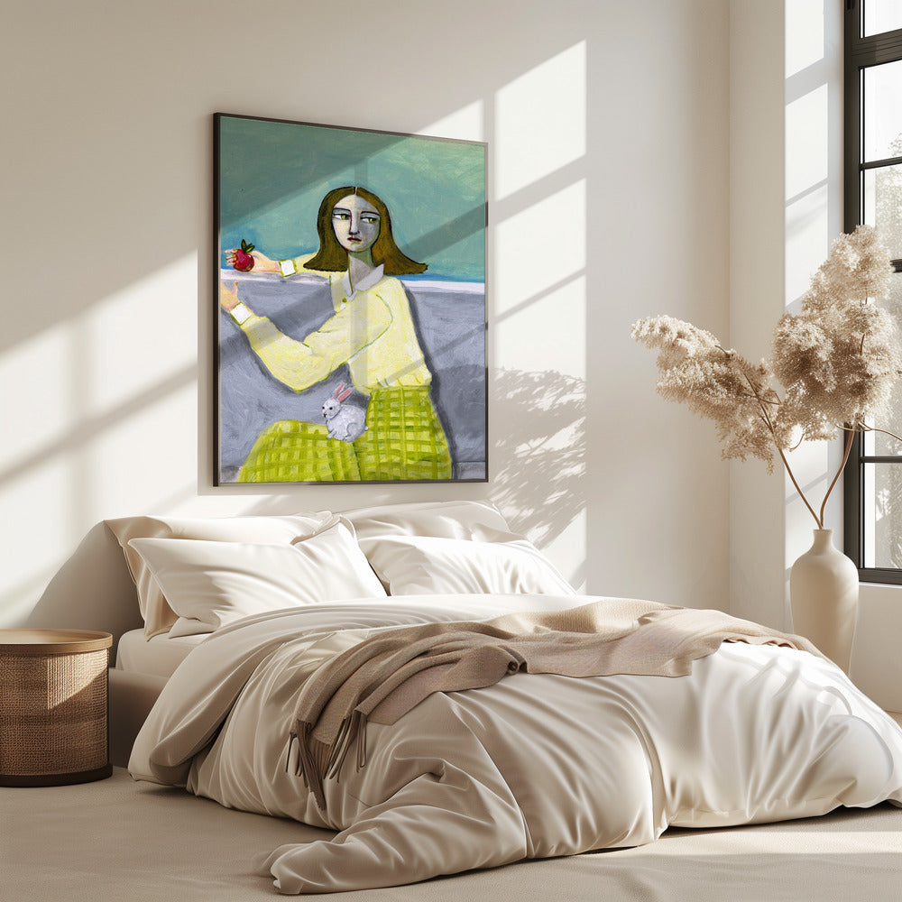 Lady Sitting with Rabbit | Poster