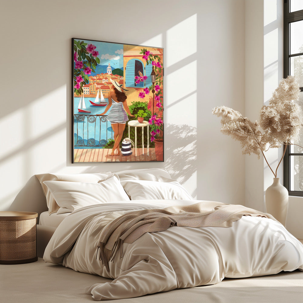 Travel poster woman in Saint-Tropez, France | Poster