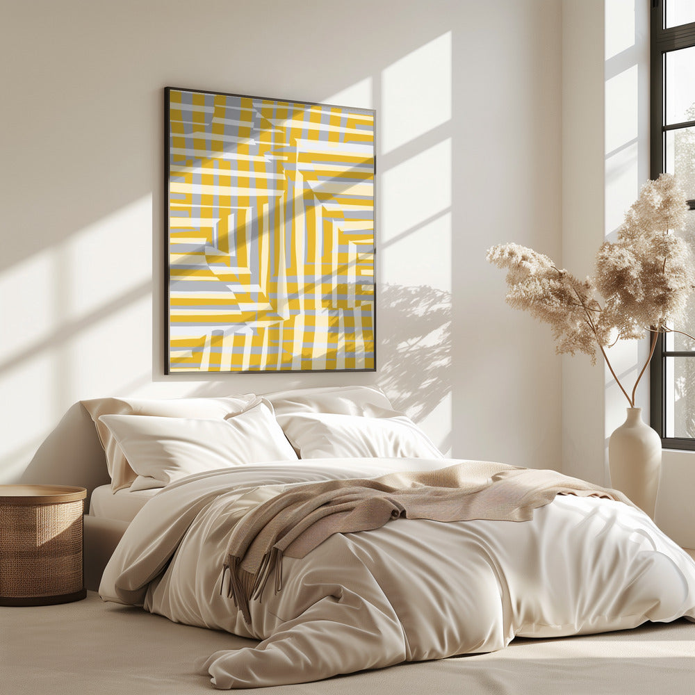 Yellow line and stripe with grey variation | Poster
