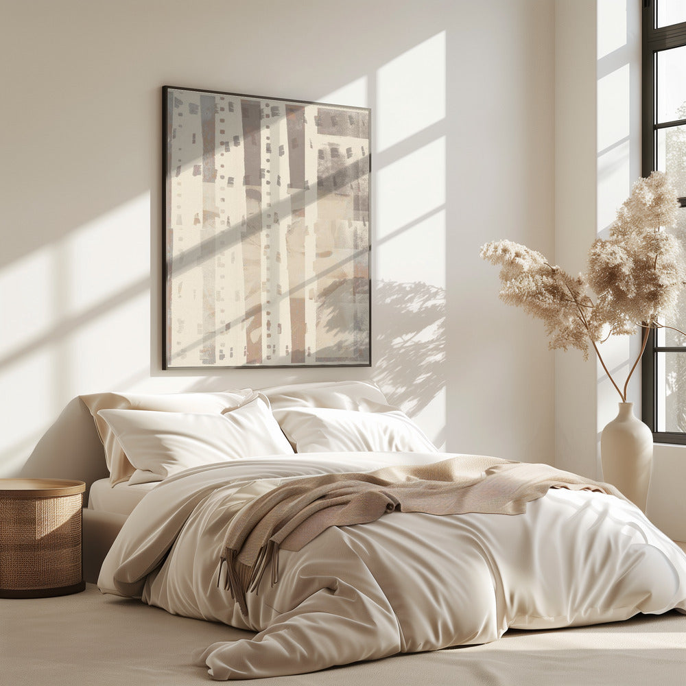 Neutral Abstract pattern in light terracotta, taupe and white. | Poster