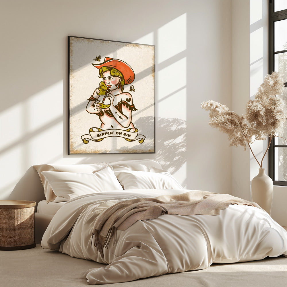 Sippin On Sin Cute &amp; Sassy Cowgirl Art | Poster