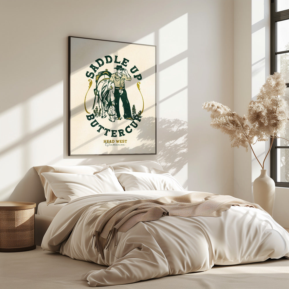Saddle Up Buttercup Cowboy &amp; Horse Art Print | Poster