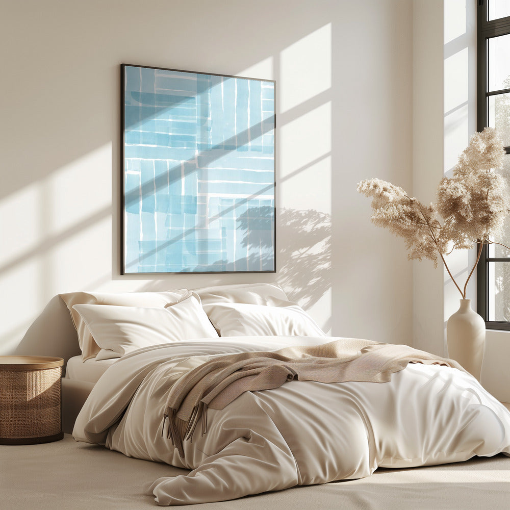 Light Blue Watercolour Grid Wash 1 | Poster