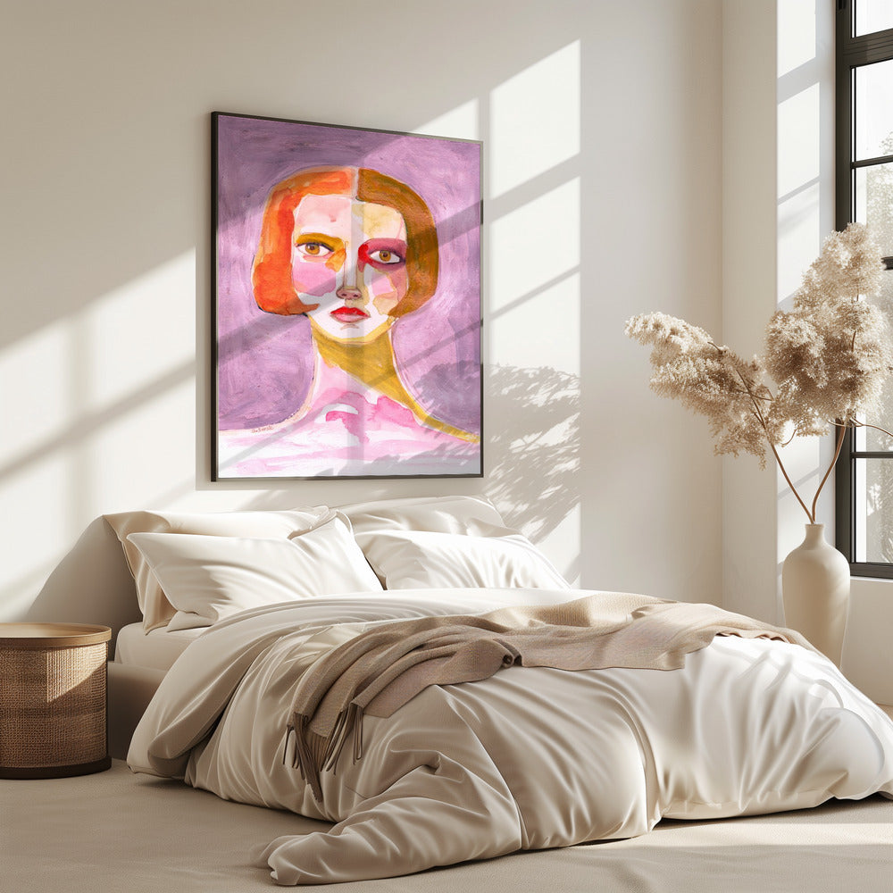 Lady with Bob haircut Mauve Lilac | Poster