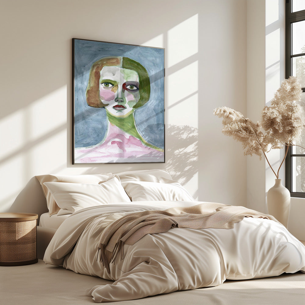 Lady with Bob haircut Grey Background | Poster