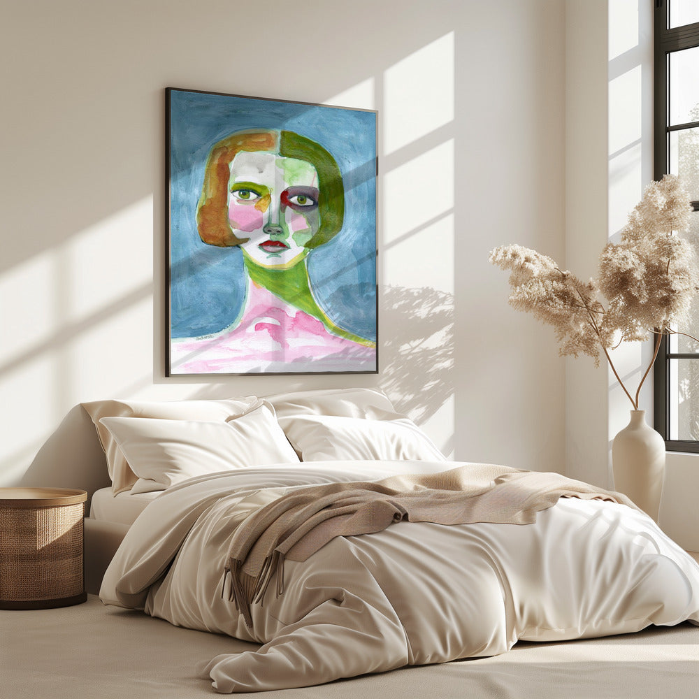 Lady with Bob haircut Blue | Poster